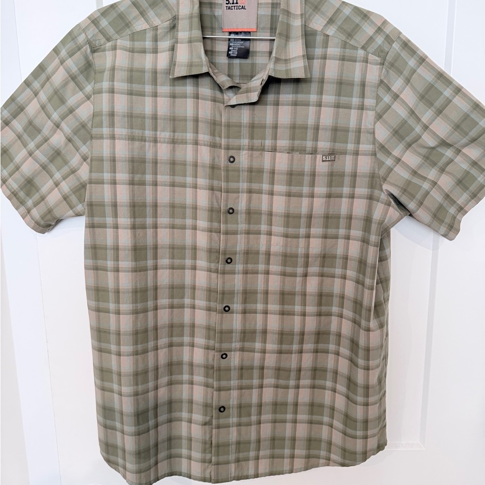 5.11 Tactical Green and Tan Plaid Shirt